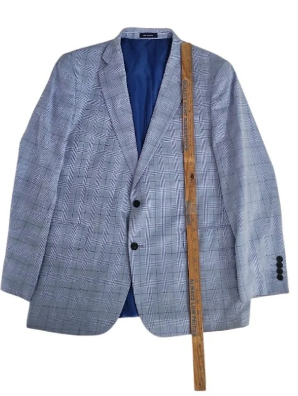 Stafford Glen Plaid Sport Coat Blazer Men’s 44R Blue Windowpane Business Career